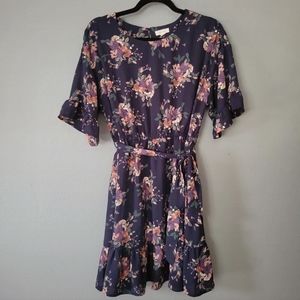 Short Sleeve Navy Floral Dress